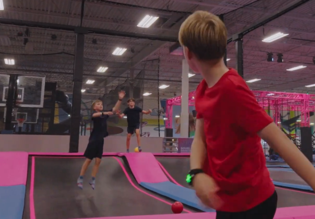 RFID wristbands for trampoline parks, guests jumping on the courts